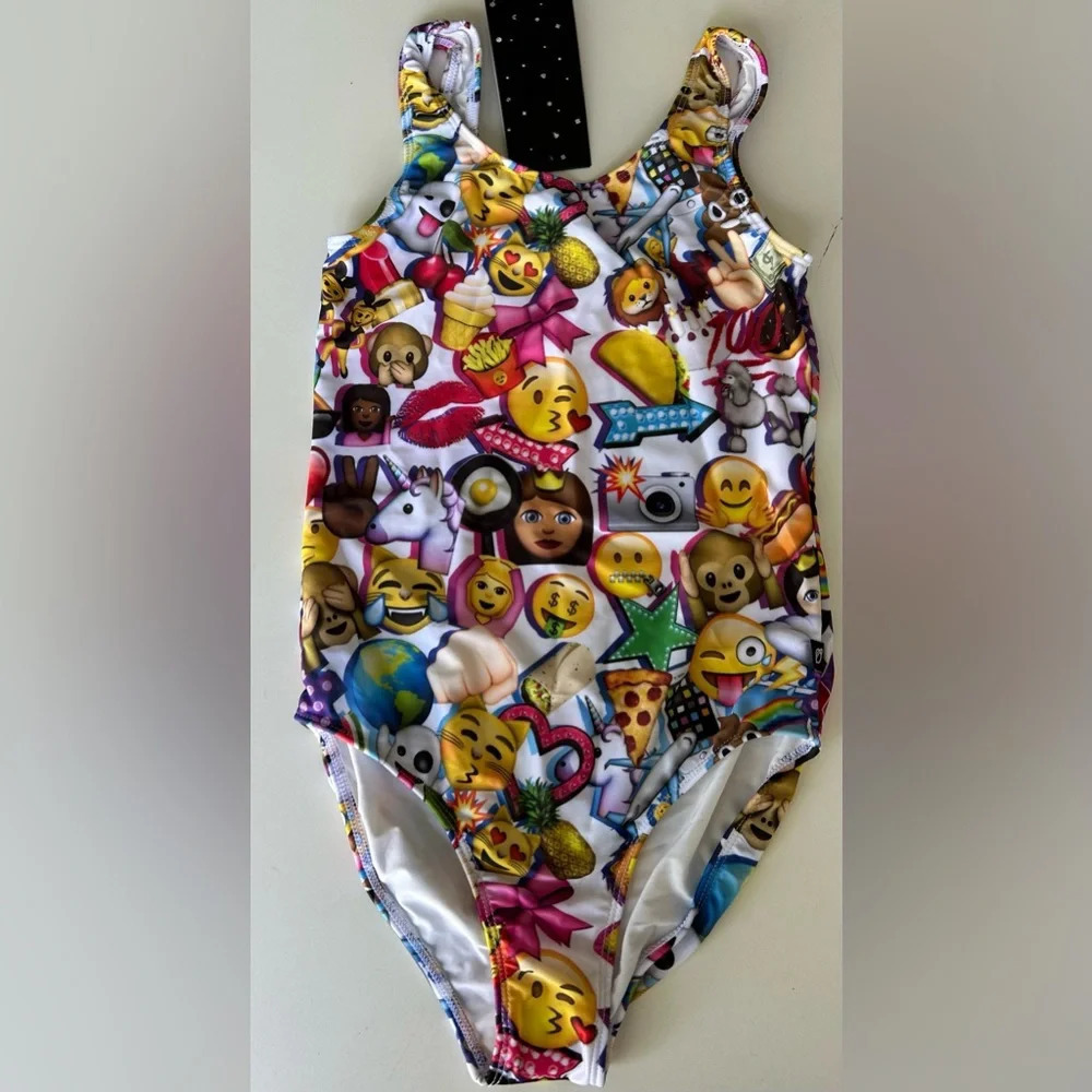 NWT Terez emoji one piece swim suit girls sz 16